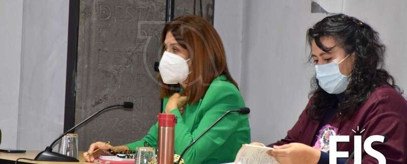 La concejala de Economía y Hacienda, Celeste López, junto a la vicealcaldesa Carmen Hernández, en el Pleno de este jueves/TA.